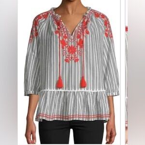 EUC LIKE NEW KATE SPADE EMBROIDERED WOMENS TOP OVERSIZED 20” P2P 25” length